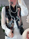 Chinese Style Plate Buckle Vest Female Satin Heavy Industry Phoenix Embroidery National Style Cheongsam Standing Collar Horse Clip Short