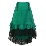 Steampunk Gothic Skirt Lace Women Clothing High Low Ruffle Party Lolita Red Medieval Victorian Punk Skater Button