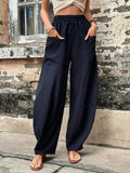Solid Color Pocket Trousers With An