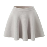 Beige Knit Pearl Buttons Knitted Cardigan Crop Top And Mini Skirt Set- Outfit