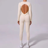 Zingj Sha New Winter Integrated Sports Yoga Suit Bare Back Tight Long Sleeve Trousers Jumpsuit 10122-Outfit