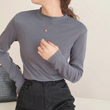 Standing Collar Solid Color Bottom Shirt Female Autumn Winter 2025 New White Inside The Design Sense Slim Hair Long Sleeve Jacket-Outfit