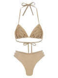 Solid Color High Open Split Split Swimsuit Woman 2025 New Strap Sexy Bareback
