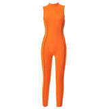Women Summer Sleeveless Patchwork Bodycon Solid Color Jumpsuit Overall 2021 Female Clothing Streetwear Wholesale