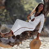 Knitted Beach Dress Beach Cover up Crochet Tunic Beach Pareo Beach Praia Cover Salida de Playa Beachwear Cover