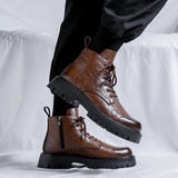 Zingj Boots Men's New Casual British Fashion Top Black Motorcycle Boot