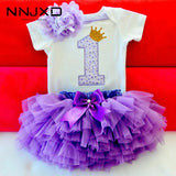 Girls Summer Dress Cute Newborn Baby Girl Clothes 1st Birthday Baby Bodysuit Romper+Ruffles Tutu Skirt +Headband