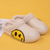 FUNKY 2021 Winter Women's Shoes EVA Faux Fur Non-slip Sole Fleece Sock Smiley Face Slipper Shoes For Women Couple