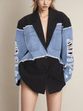 Temperament Commuter Wind 2025 Autumn New Fashion Jeans Stitching Hand Worn Design Suit Jacket