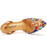 Cm Colorful Gold Light-Headed Sandals Water Drill Glass Fine Heel Sandals Large Size Bride Wedding Shoes