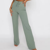 2021 Summer High Waist Sexy Straight Pants Women Sports Slim Black Long Trousers Streetwear Casual Solid Woman