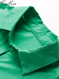 Tracksuit 2022 Shirt Shorts Two Piece Set Green Long Sleeve Top And Mini Shorts Suit Female Summer Lady Fashion