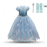 Pretty Girls Dress Birthday Party Cartoon Princess Dress Lace Kids Ball Gown Elegant Dress Cute Casual Dress Size