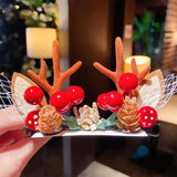 Women Girls Cartoon Christmas Antlers Hairpins New Year Sweet Hair Decorate Barrettes Hair Clips Novelty Hair