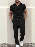 Summer Casual Bib Jumpsuit Men Fashion Loose Pockets Cargo Short Pant Overalls Romper Retro Men Loose Long Letter