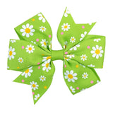 Printed Flower Hair Bows With Clip For Baby Girls Grosgrain Ribbon Boutique Hair Clip Barrettes Hair Accessories