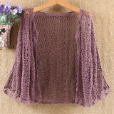 Cutout Knitted Cardigan Sweater Women Five-point Sleeves Thin Sunscreen Air Conditioning Short Sweater Female Spring