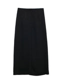 Black Midi Skirt Woman Golden Buttons Long Skirts For Women Fashion 2023 High Waist Slit Skirt Elegant Women's