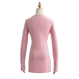 Zingj Fashion Women's Dress Pure Stylish Long-Sleeved T-Shirt Lazy Loose Waist Blouse Medium-Length