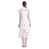 Sister Fan 2025 Round Collar Short-Sleeved Water-Soluble Lace Hollow