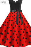 Dot Summer Dress Women Pinup Elegant Vintage Party Dress Casual Office Tank Sleevelss A Line
