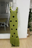 Knitted Skirt With Hips In The Summer Of 2025 New Personality Black Dot Knitted Tweed Long
