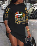 Ladies Loungewear Round Neck Poker Letter Print Long Sleeve Women Clothing Street Style Winter Casual