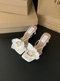 The Summer Of 2024, Detachable Flowers, Toe-Pinned Roman Sandals, Holiday Slippers, Thick Heels And Two High-Heeled Women's