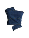 Zingj Hot Girl Retro Blue Jeans Strapless Top Female Spring 2024 New Pure Desire Slim Slim Short