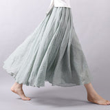 2020 Summer Women Skirt Linen Cotton Vintage Long Skirts Elastic Waist Boho Beige Pink Maxi Skirts Faldas