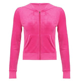 Casual Velvet Crop Top Winter Jacket Women Green Pink Zip Up Hoodies Coats Ladies Fashion Skinny Overcoat