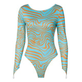 Women Long Sleeve Striped Autumn Winter O Neck Skinny Streetwear Backelss Bodysuit Romper Playsuit 2021 Fall