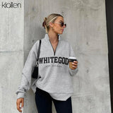 Fashion Casual Street Print Letter Loose Pullover Hoodies For Women Autumn New Simple Warm Thicken Sweatshirts