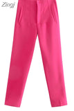 Women's Pants Beige Pencil High Waist Pants For Women Office Casual Elegant Woman Trousers Fashion Streetwear Summer