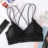 Summer Crop Tank Top Women Fashion Deep V Lace Bras Embroidery Floral Tank Top Bra Wrapped Chest Camisole Padded