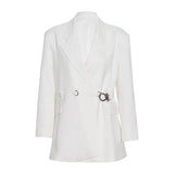 Fashion Commuting Wind To Close The Waist Thin Suit Suit 2025 New High-End Metal Buckle Belt Design Suit Jacket