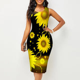 Round Neck Sleeveless Fashionable Printed