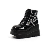 Thick-Bottomed Large-Size Short Boots Women's Autumn New Pine Pastry Bottom With Printed Leather Boots Martin
