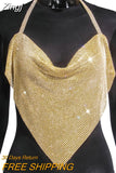 Women Sexy Rhinestone Tops Summer Cool Backless Bling Camisole Women Evening Party Club Underwear