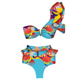 Women Floral 2021 Push-Up Padded Bra Ruffles Bandage Bikini Set Swimsuit Swimwear Bathing Suit Beachwear