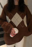 Vintage Argyle Pullover Sweater- Outfit