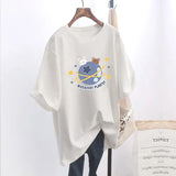 Women T-shirt Rabbit Printed Short Sleeve Women Loose Tops Summer Student Streetwear O-neck Sweet Girls Tee Shirt