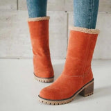 Zingj And Winter 35-43 Large Size Low Tube Plus Velvet Warm Thick With Students Leisure Flat Women's Boots- Outfit