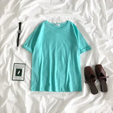 Tee Shirt Solid Color Basic T-Shirt Women Casual O-neck Harajuku Top Korean Hipster Cotton Basic