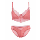 New Top Sexy Underwear Set Push-up Bra And Panty Sets 3/4 Cup Brassiere Gather Sexy Bra Embroidery Lace Lingerie