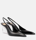2025 Summer New Trendy Transparent Crystal Slope And Pointed Sandals Female Leather Ultra-High European