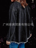 The Ins Hot Autumn Street Fashion Man Cowboy Lapel Loose Simple Women Shirt Three Color Five Yards-Outfit