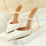 Zingj Retro Simple Baotou Slippers With High With Shallow Pointed Out A Word With Female