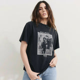 Cotton T-Shirt Women Summer 2021 Washed Faded Black Rock Vintage Tees Tops Fashion Streetwear Tshirt
