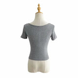 Zingj New Solid Color Four-Button Elastic Basic T-Shirt Summer Women's Short Navel-Missing Short-Sleeved